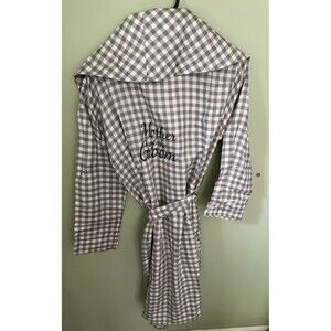 Mother of the Groom Women's Long Robe Gray/White Plaid Long Sleeve Medium/Large